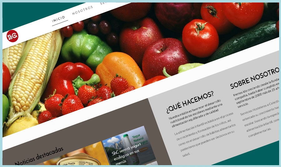 Página web ShC - Servicios Hosteleros a Colectividades